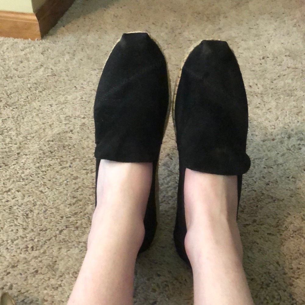 Black suede espadrilles size 9.  Toms brand